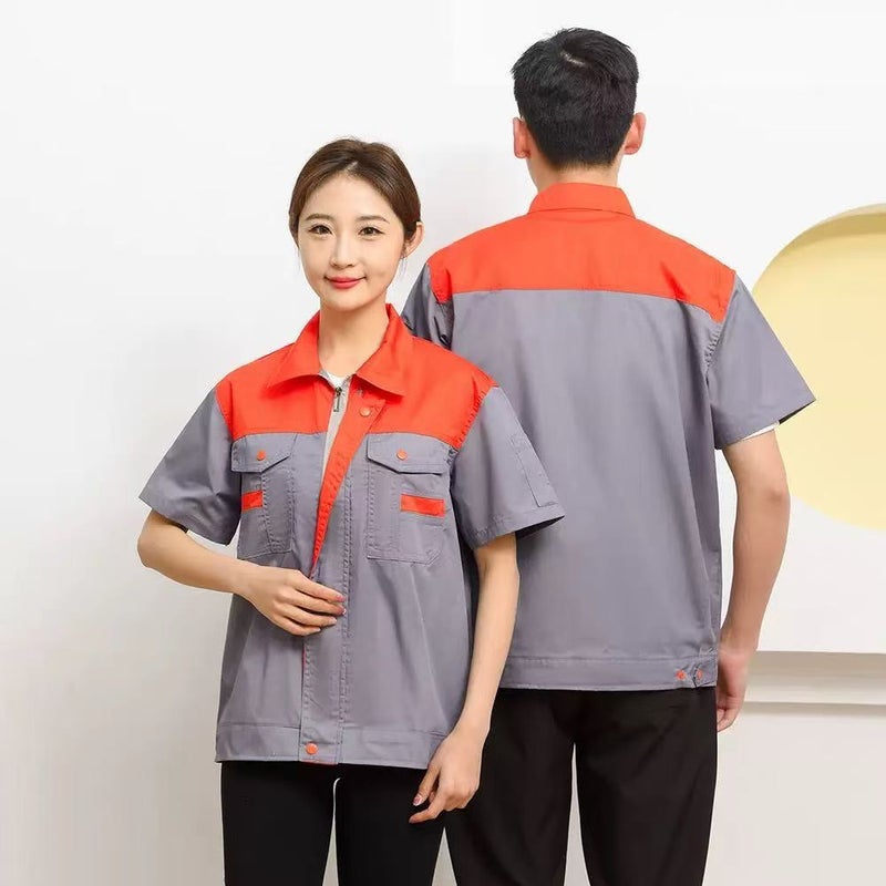 Summer Short-Sleeved Shoulder Work Clothes Suit Work Clothes Mechanical Workshop Clothing Auto Repair Clothing Labor Protection Clothing - Image 1